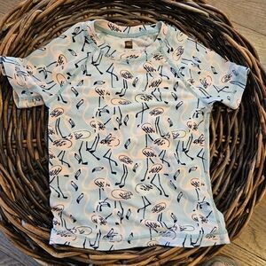 Tea Collection Girls Rash Guard Swim Top Size 4 - Flamingo Print - UPF 50+
